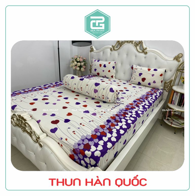 Bộ ga gối Thun Lạnh Hàn Quốc {4 món} họa tiết ( 1 ga bọc + 2 vỏ gối nằm + 1 vỏ gối ôm )