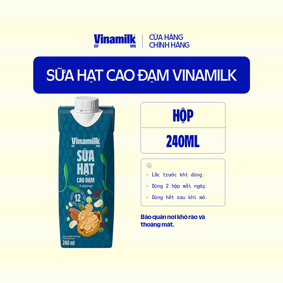Sữa Hạt Cao Đạm Vinamilk - 6 Hộp 240ml