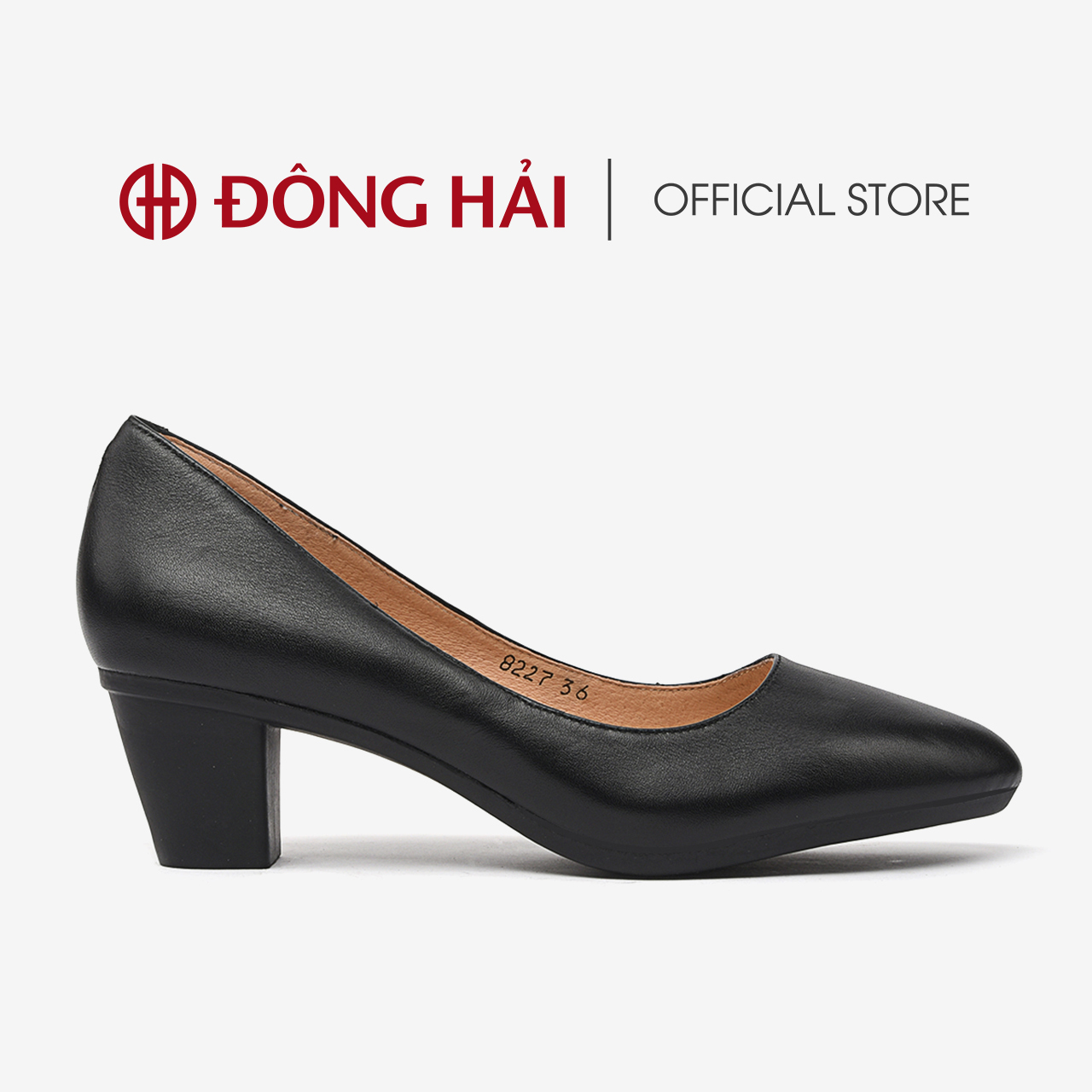 Giày Cao Gót Nữ Đông Hải chất liệu da bò cao cấp đế vuông tôn dáng cao 5cm - G8227