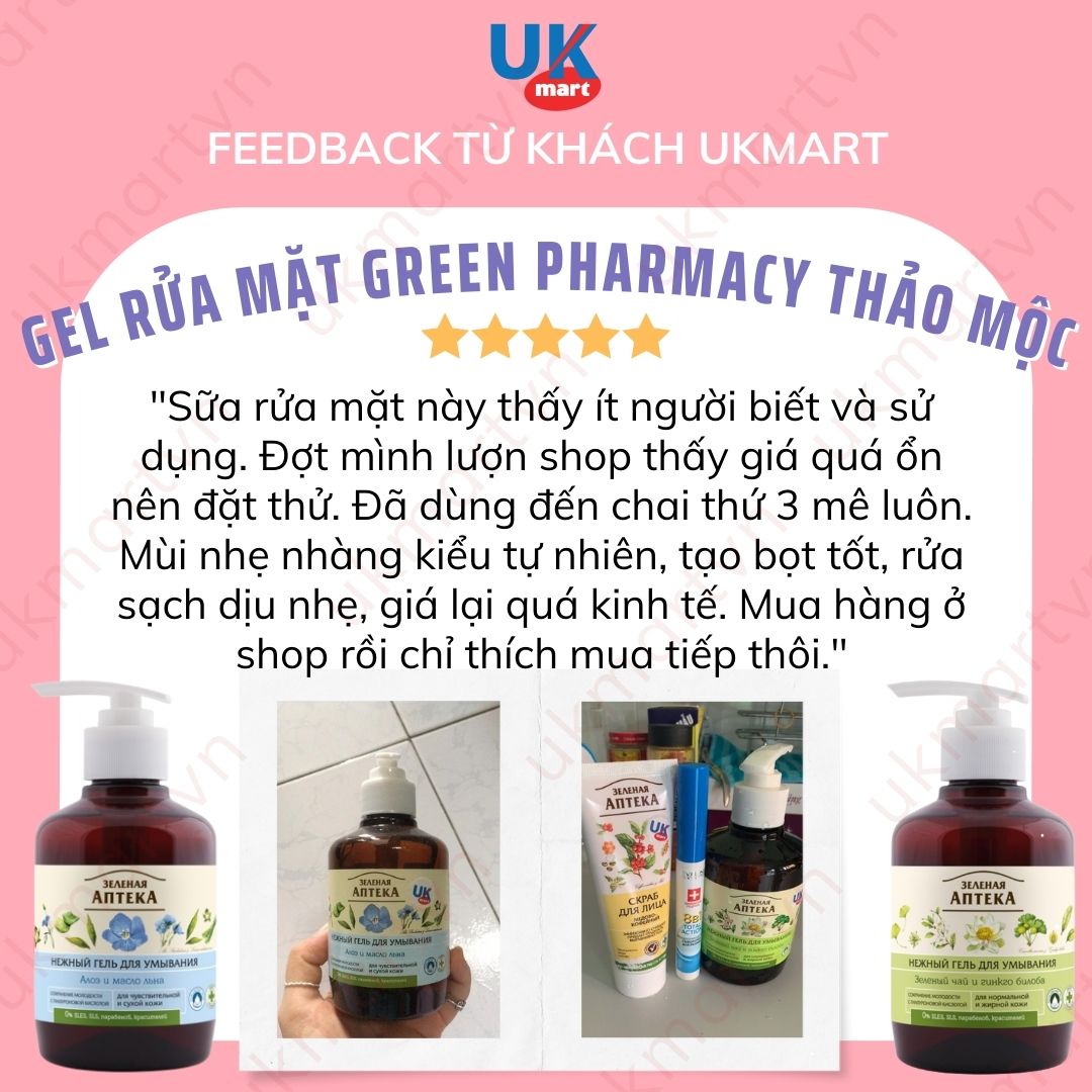 Gel Rửa Mặt Green Pharmacy Thảo Mộc Lành Tính Giúp Làm Sạch Nhẹ Dịu An Toàn Cho Da Nhạy Cảm 270ml