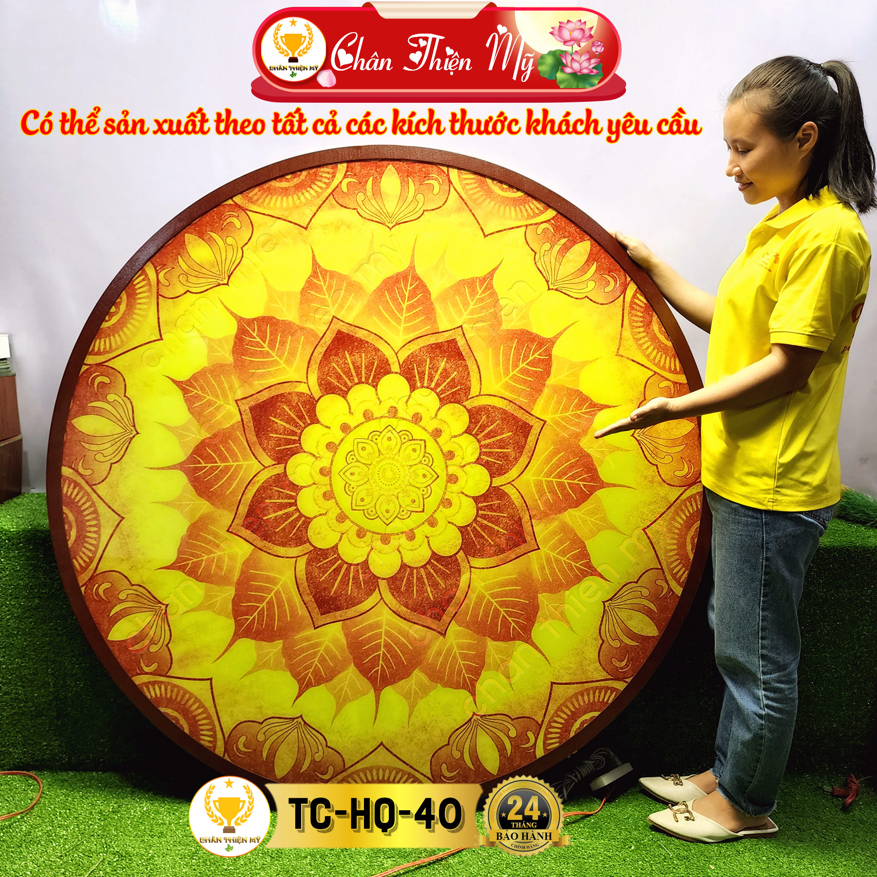 Đèn Thờ Hào Quang Trúc Chỉ In Cao Cấp CHÂN THIỆN MỸ, Vật Phẩm Trang Trí Phong Thủy Cho Bàn Thờ