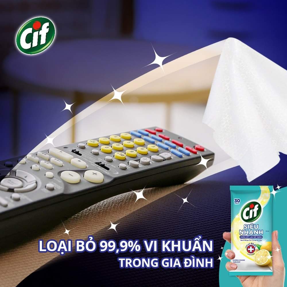 Khăn Ướt Lau Vật Dụng Cif Siêu Nhanh ( 24 miếng/ gói)