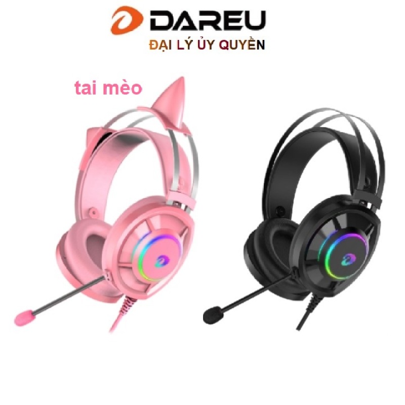 Bảng giá Tai nghe Gaming Dareu EH469 Pink / Đen Black LED RED tai mèo Phong Vũ