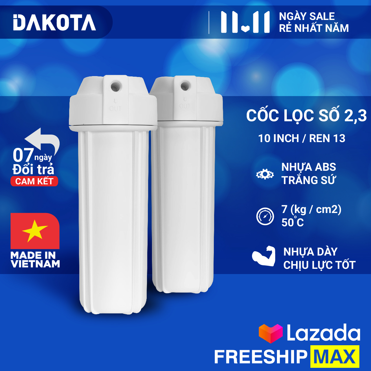 [Freeship Max] CỐC LỌC THÔ 10 INCH REN 13 - CỐC TRẮNG SỨ