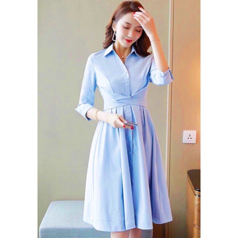 Đầm xanh cột chéo eo ms20