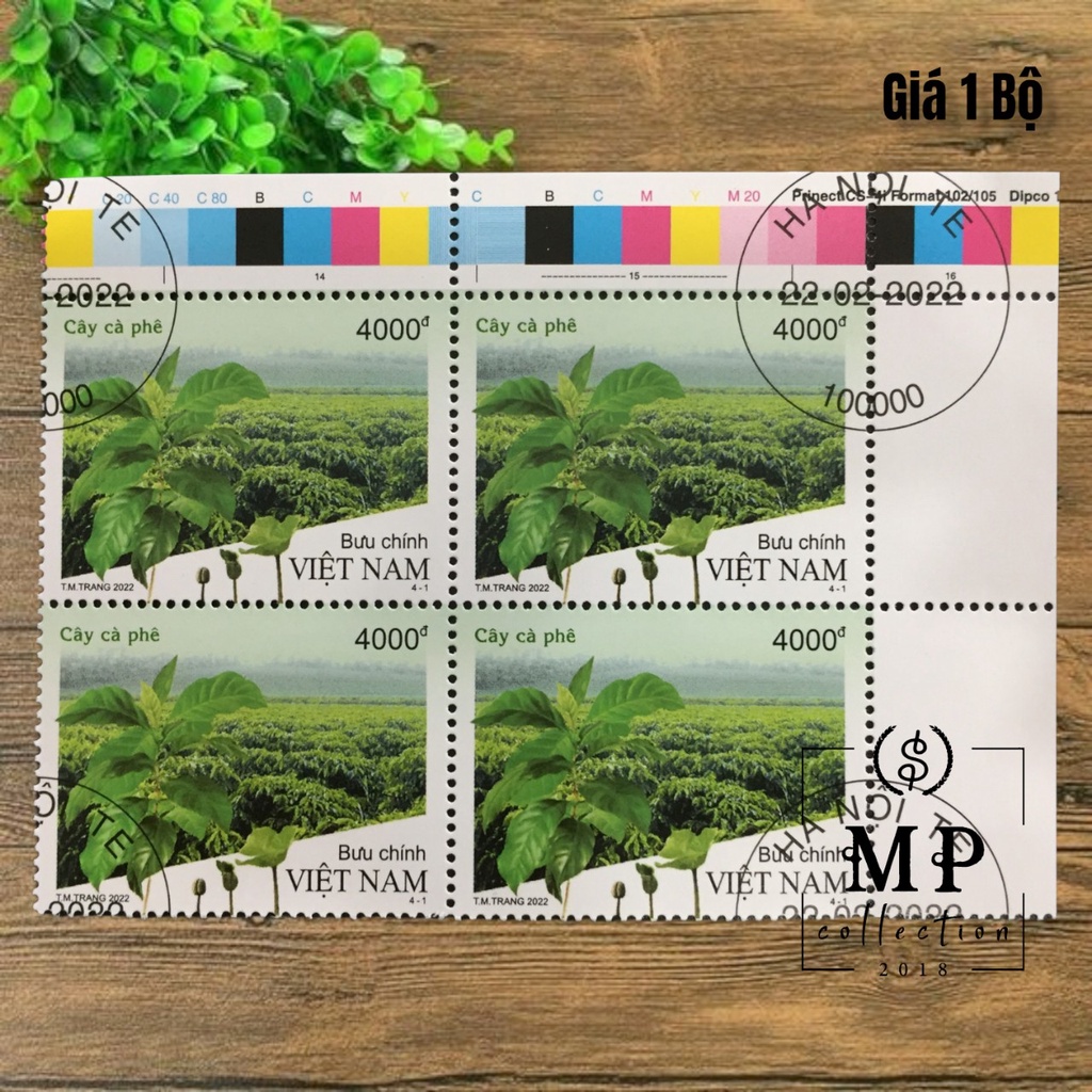 [25] Bộ tem hoa hạt quả và cây cà phê 4 tem.
