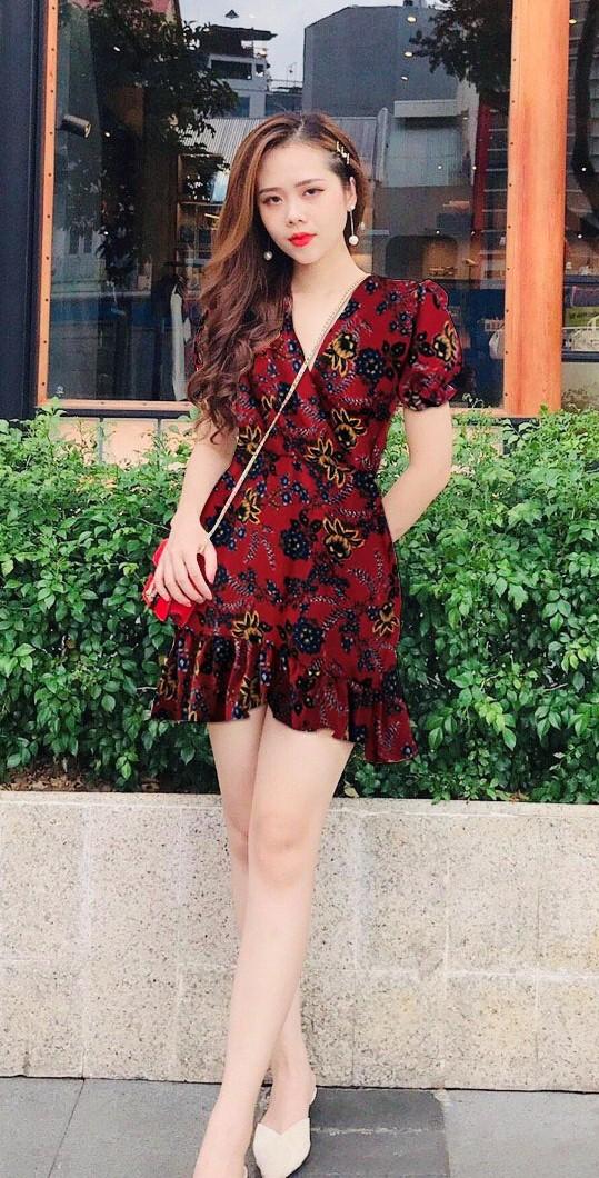 Đầm voan họa tiết hoa