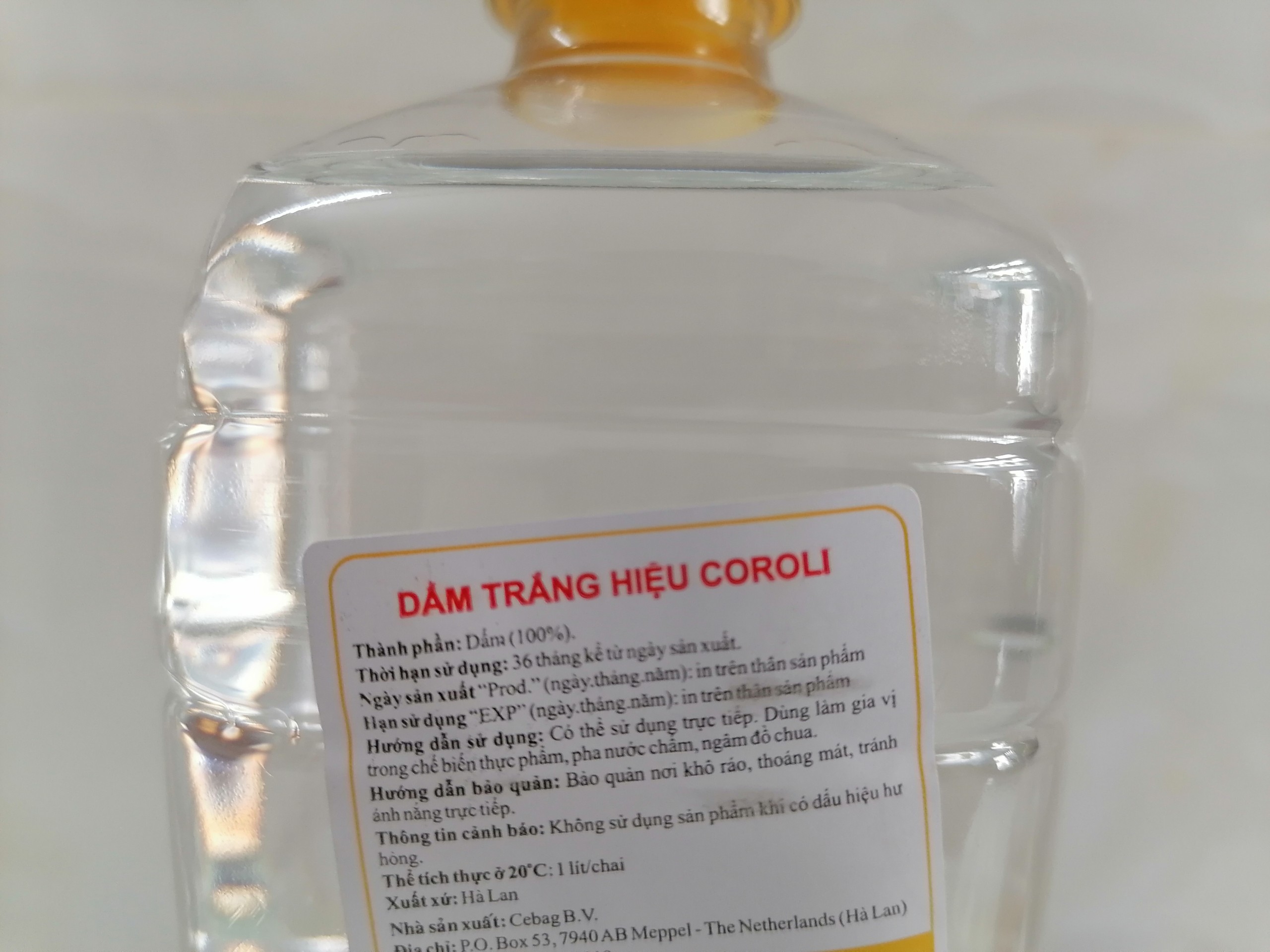 [1 Lít] Giấm TRẮNG [Netherlands] COROLI White Vinegar (tgc-hk)