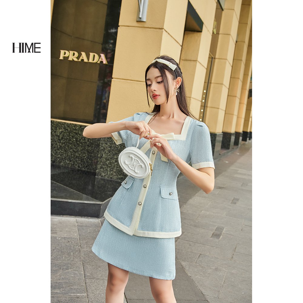 Áo dạ tweed phối khuy ngọc HIME H034