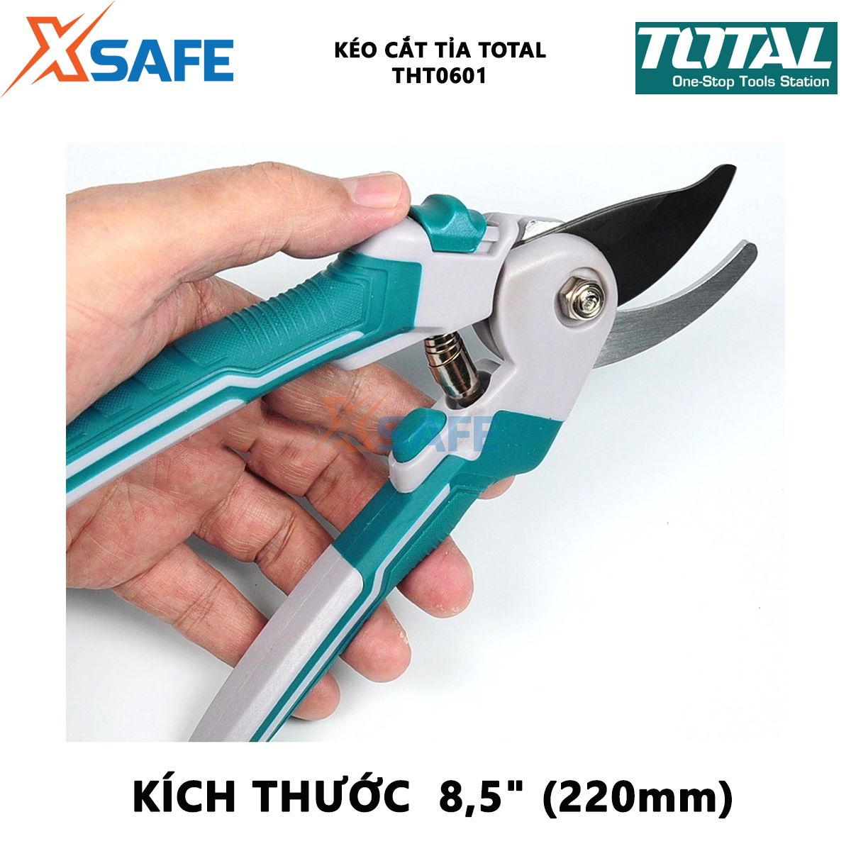 Kéo cắt tỉa cành cây TOTAL THT0601 | Kéo cắt tỉa cây Kích thước: 8,5 (220mm) Tay cầm PP coverd dùng để cắt tỉa cây, tạo hình khối cho tán cây