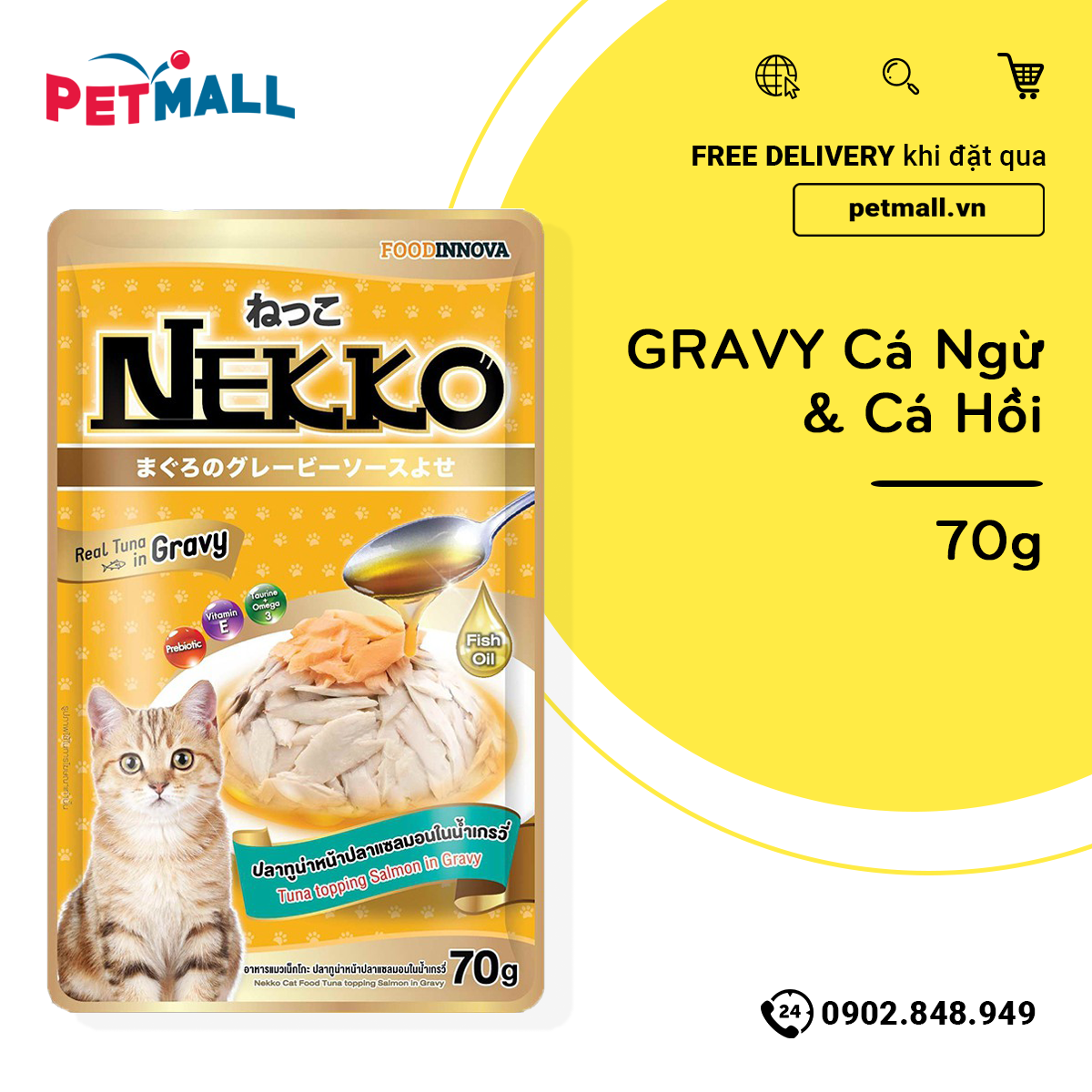 Combo 48 gói 70g - Pate mèo NEKKO Gravy - Mix vị Petmall