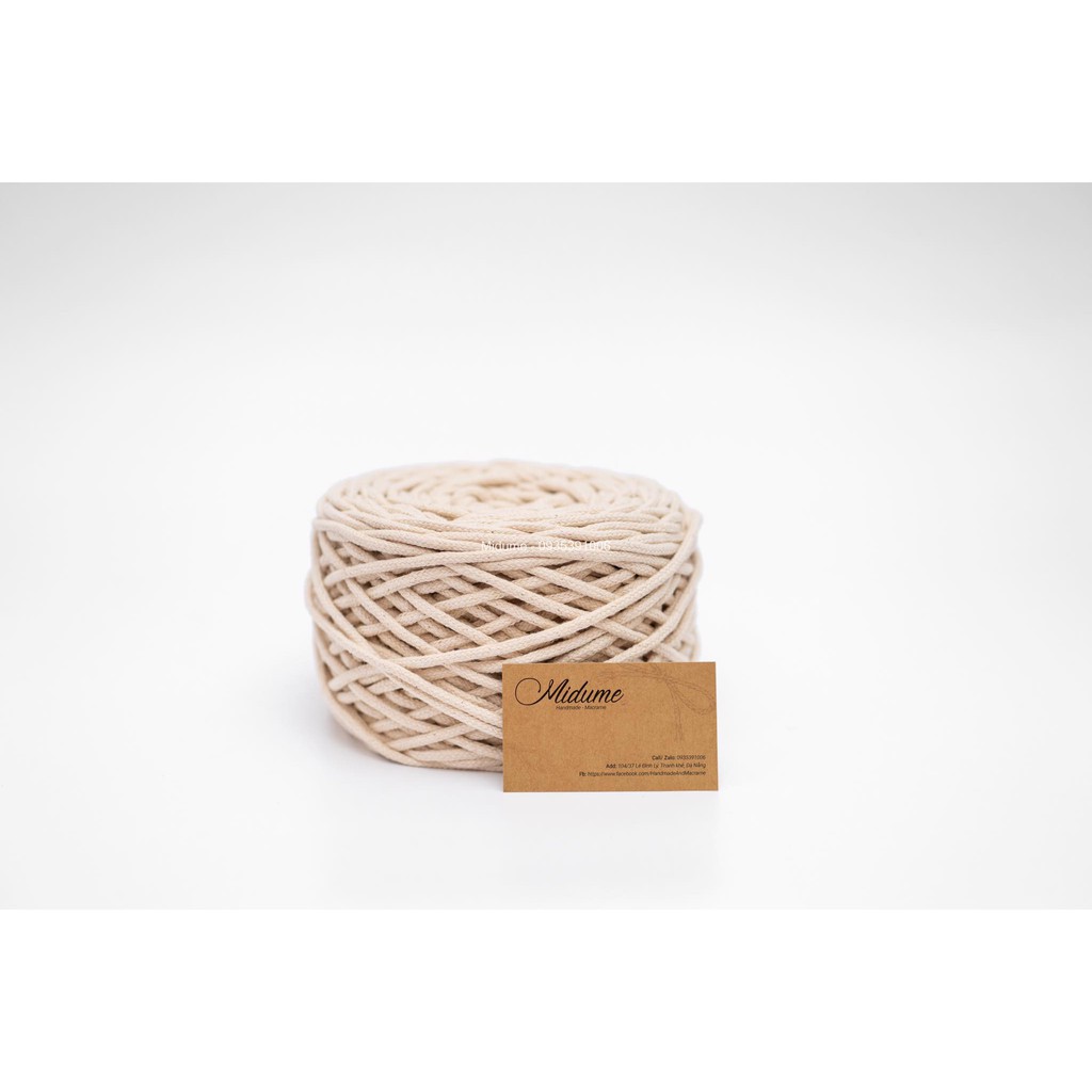 1 kg Sợi dệt cotton màu trắng ngà, trắng kem làm Macrame làm túi xách