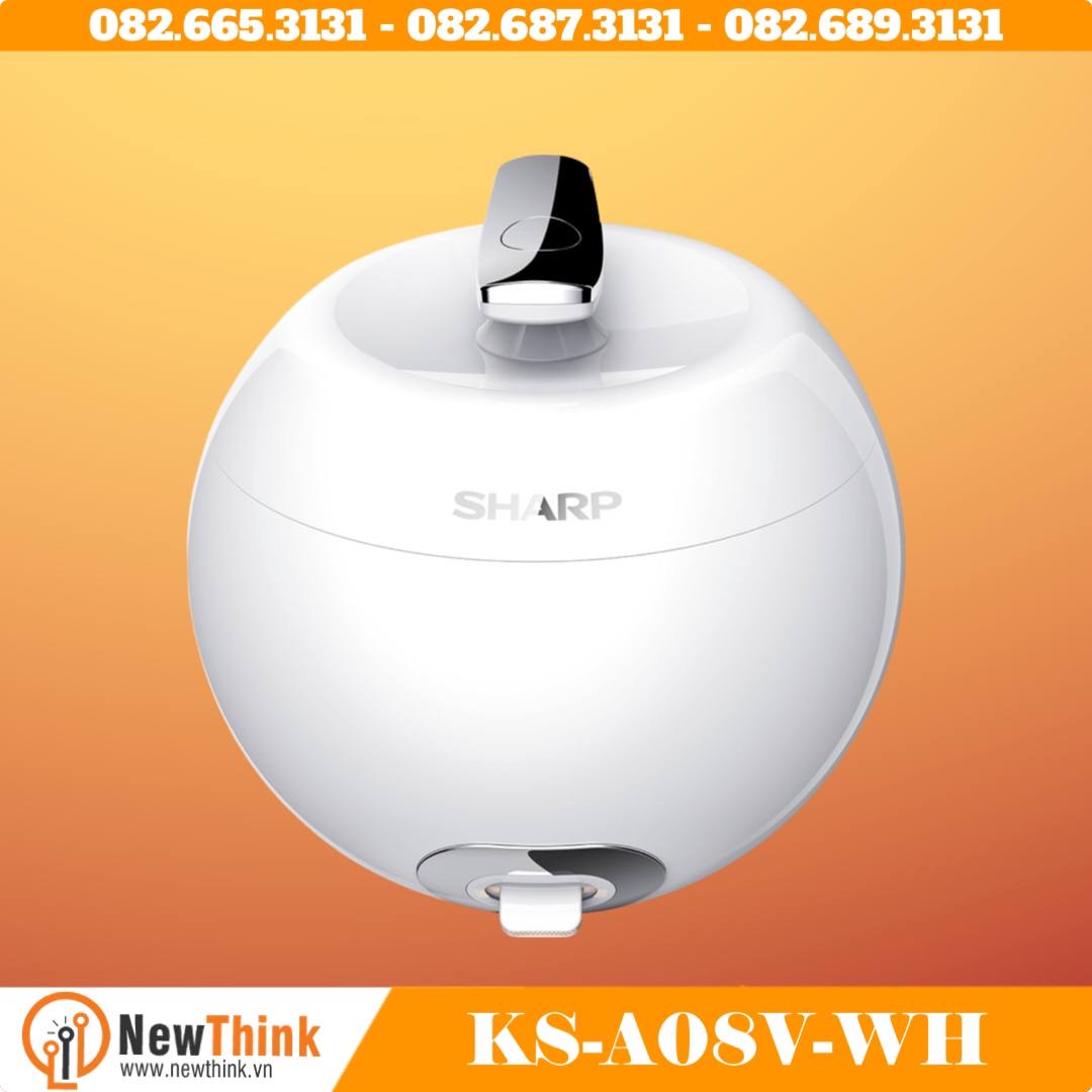 Nồi cơm điện Sharp KS-A08V-WH, KS-A08V-RD 0.72 lít (Hàng chính hãng, Nấu cơm nhanh, Thiết kế độc đáo)