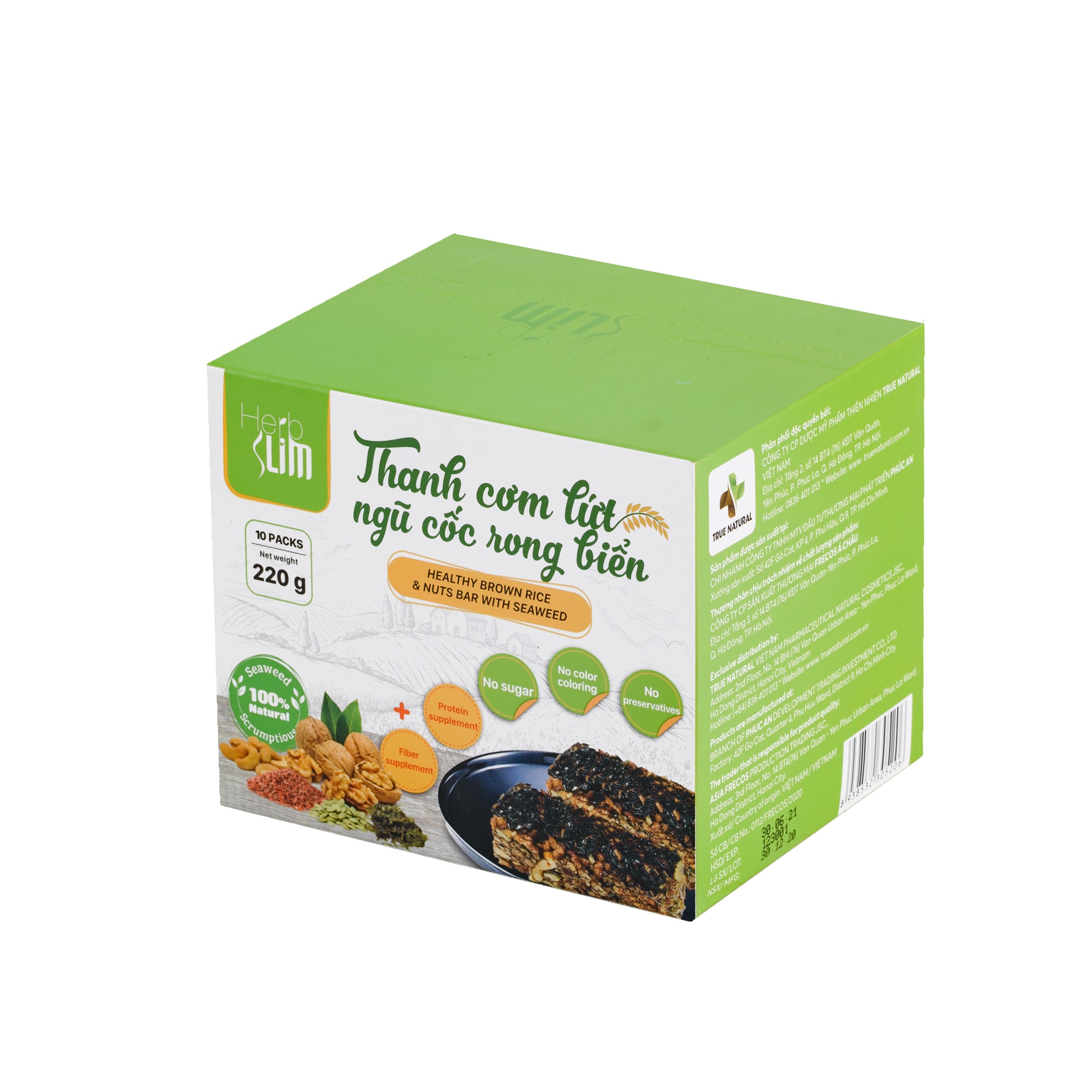 Thanh cơm lứt ngũ cốc Herbslim rong biển 220gr/hộp - Dự kiến giao 24/6
