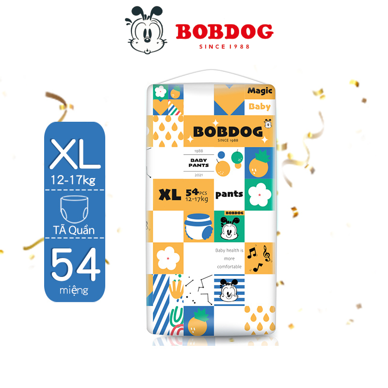 Tã/bỉm quần Bobdog hộp mù bí ẩn - L58 XL54 miếng, siêu mỏng, siêu mềm, thoáng khí và siêu thấm hút, hoạ tiết siêu đáng yêu