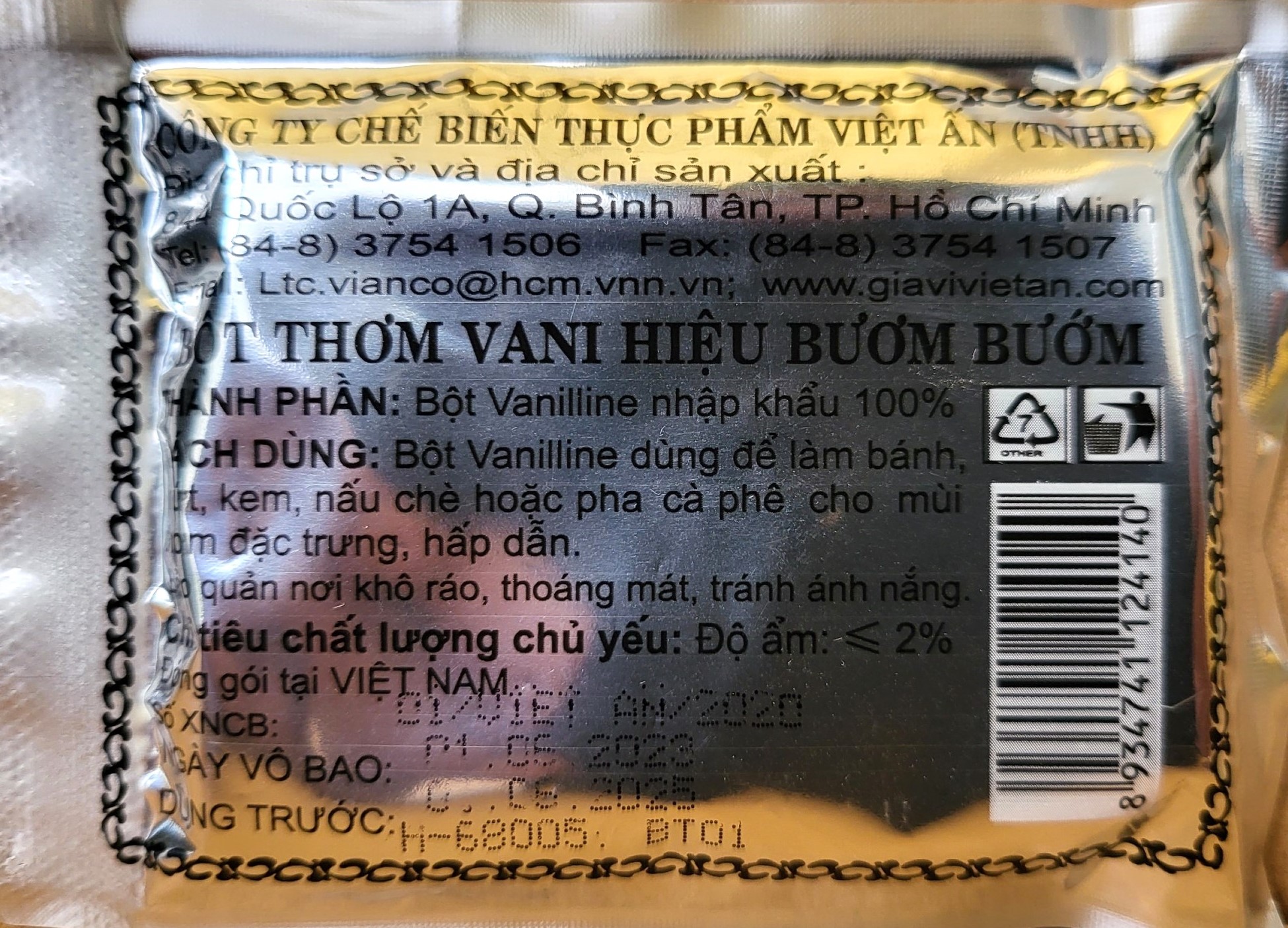 VIANCO (gói lẻ 2.5g / 10 ống) BỘT THƠM VANI BƯƠM BƯỚM Super Vanilla Powder