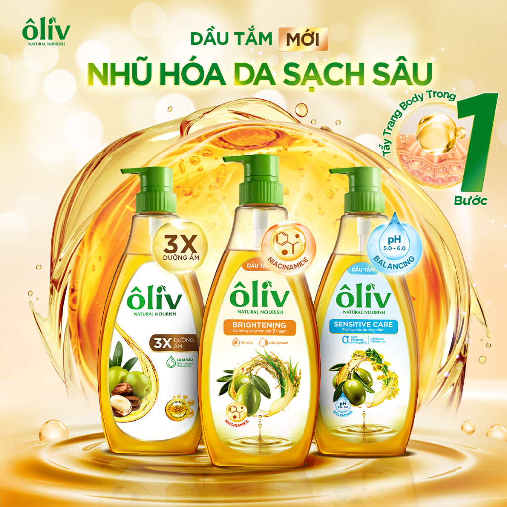 [MỚI] Dầu Tắm Ôliv Nhũ Hóa Da, Sạch Sâu 250ML/650ML/1L