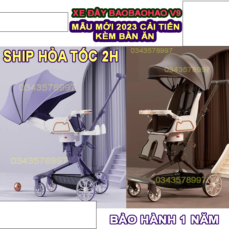 Xe đẩy cho bé V9 mẫu mới Baobaohao, xe đẩy gấp gọn 2 chiều cho bé sơ sinh
