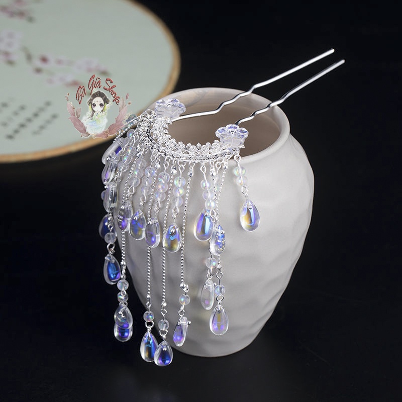 Bộ set trâm trang sức cổ trang nhiều món.