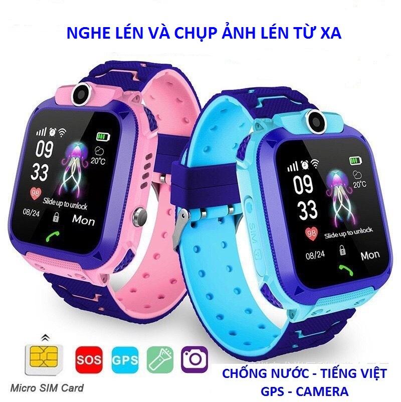 Đồng Hồ Định Vị Trẻ Em - Đồng Hồ Thông Minh Chống Nước IP67 - Camera Nghe Gọi 2 Chiều, Có Chức Năng Gọi Khẩn Cấp SOS - Màu Xanh, Hồng