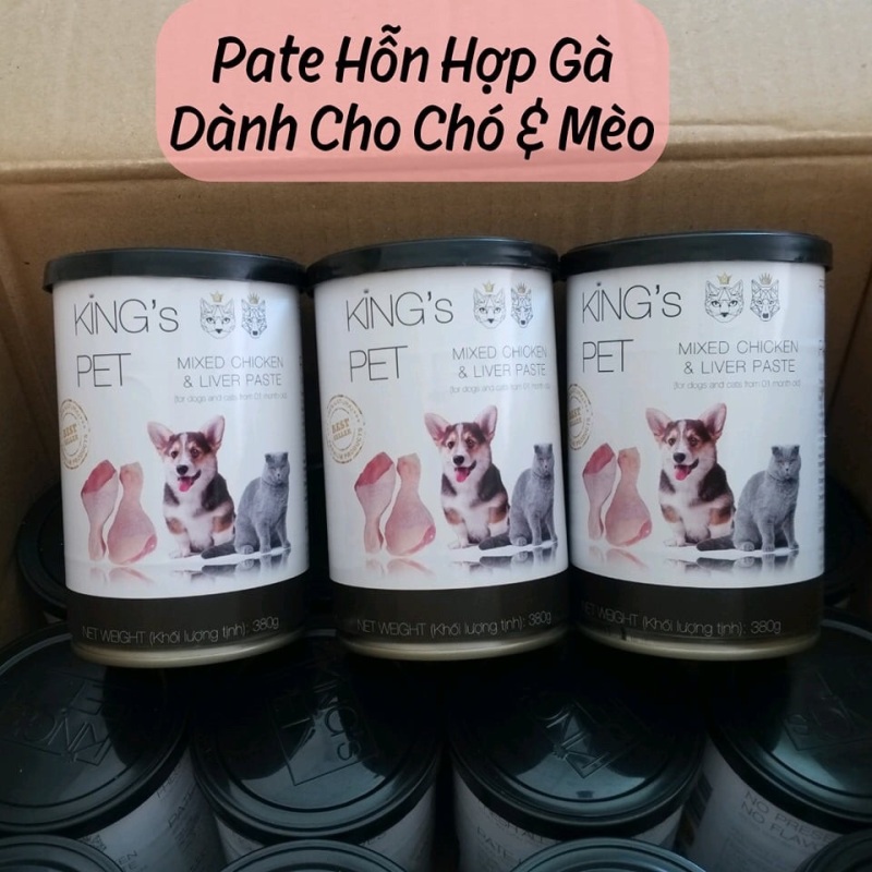 SAIGON PETS FOOD - Pate KINGS PET Lon 380G - Siêu Cấp Nước, Hỗn Hợp Gà Dành Cho Chó & Mèo