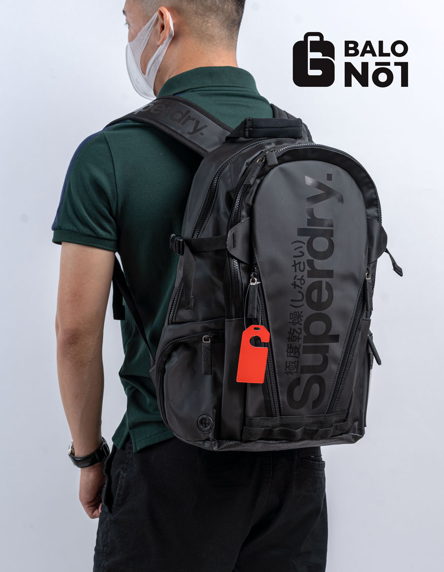 [Tặng Kèm Vớ] Balo Chống Nước Balo Thời Trang Superdry Classic Tarpaulin - Full Black
