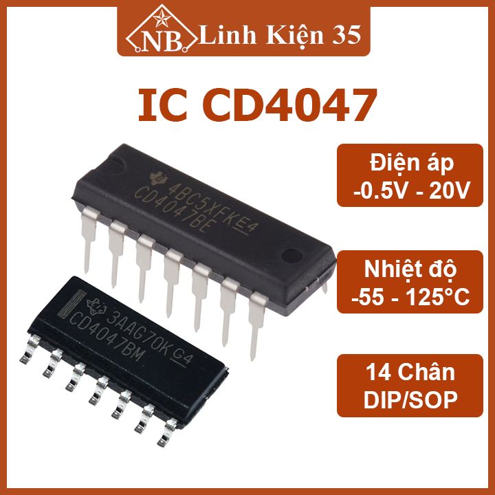 IC CD4047 SOP14 / DIP14 tiêu thụ điện năng thấp