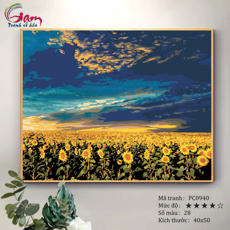 Paint by numbers kit with frame for adults Sunflower field Painting For Home Wall Decor, New Hobby And Gift