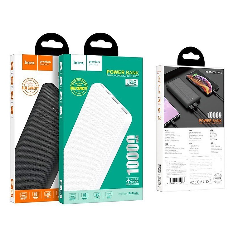 Pin Sạc Dự Phòng Hoco J48  lõi Polymer 2 Cổng USB 2.0A 10000mah