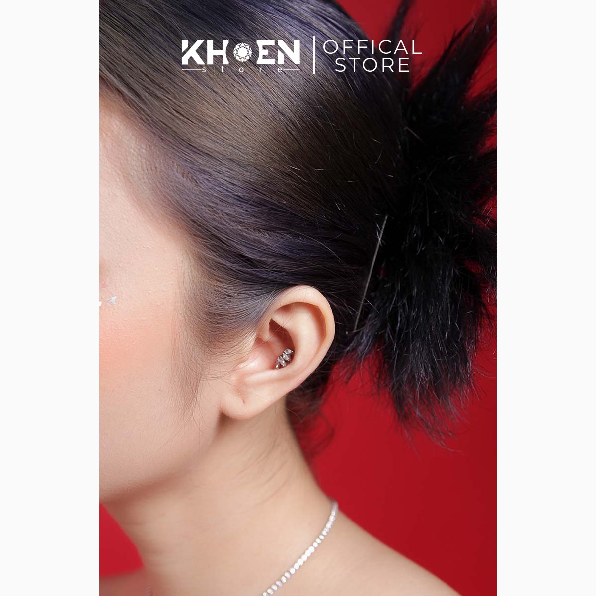 (1 Chiếc) Khuyên Đá 4 tia cánh - Titan - Khoen Store