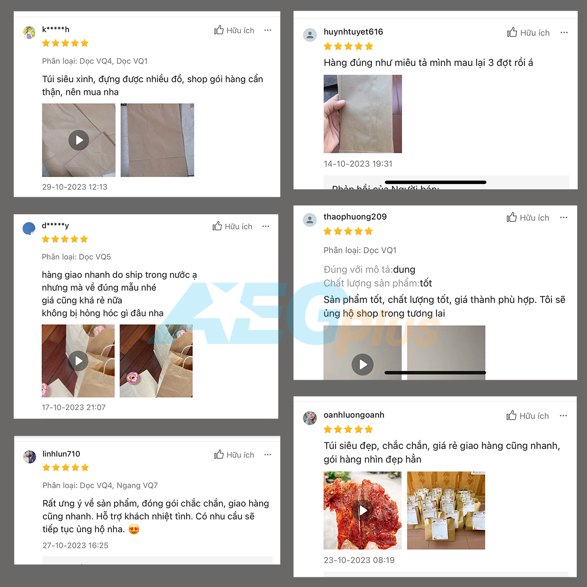 100 chiếc Túi giấy kraft có quai mã VQ7