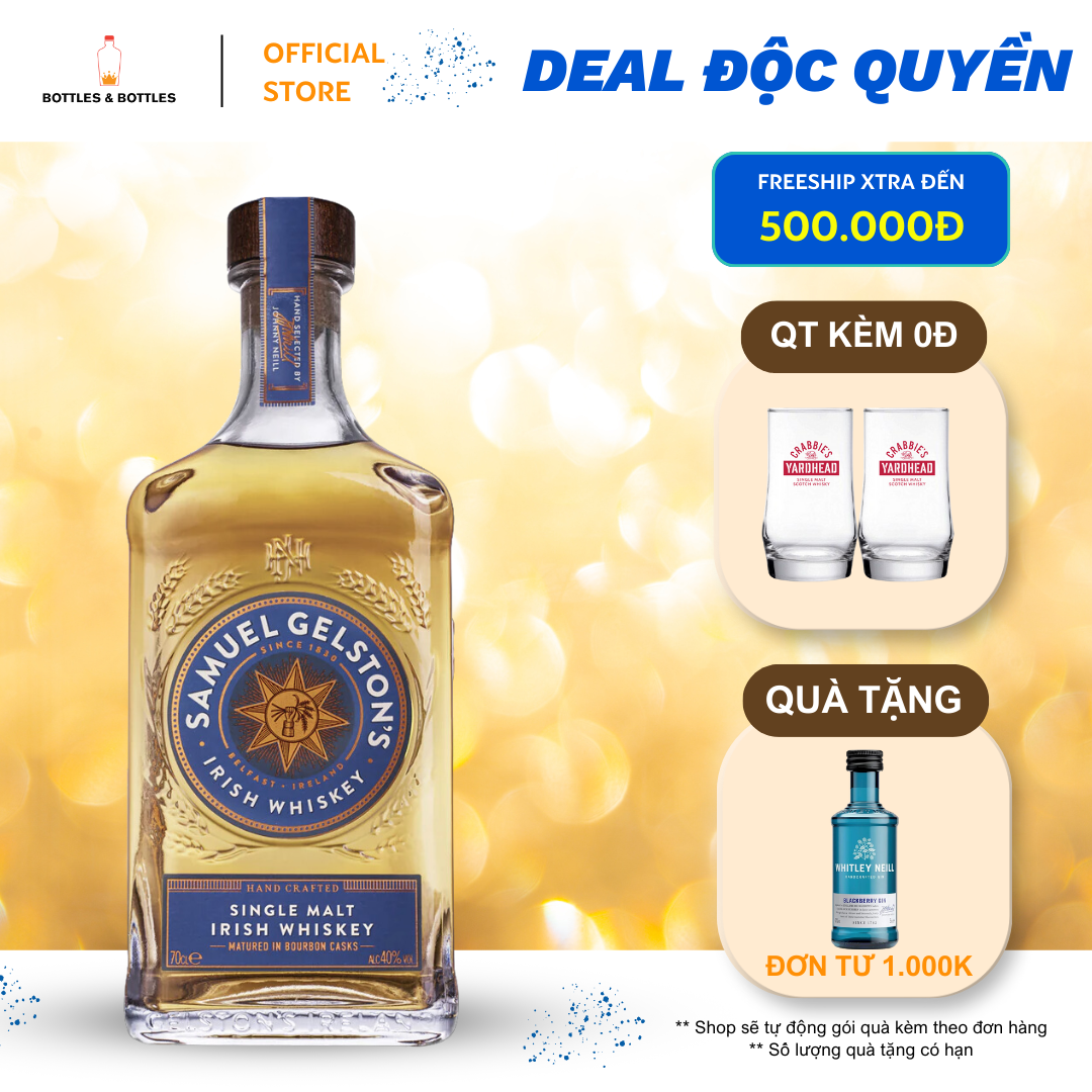 [CHÍNH HÃNG] Rượu Single Malt Irish Whiskey Samuel Gelston's - 700MlL - 40%