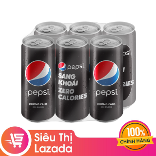Lốc 6 Lon Nước Uống Có Gaz Pepsi Không Calo (320ml Lon) thumbnail