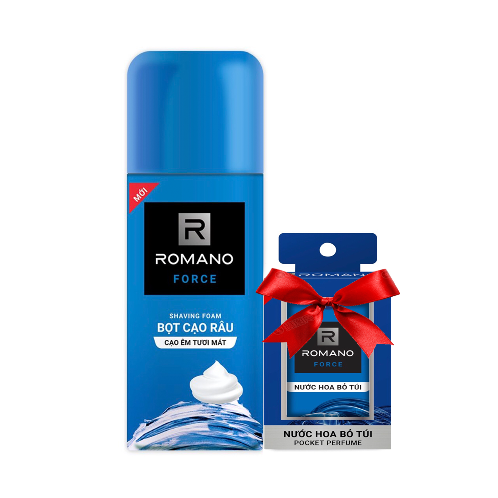 Bọt cạo râu Romano Force 175ml +Nước hoa bỏ túi Force 18ml
