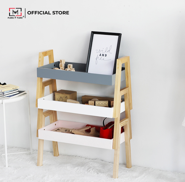 KỆ GỖ ĐA NĂNG - COMBO 3 KỆ GỖ TRANG TRÍ FULL TRẮNG - A CASE