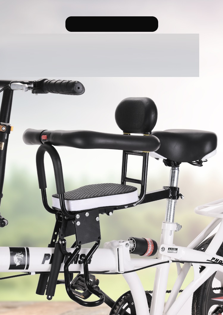 Ghế ngồi cho bé gắn phía trước xe đạp, tháo lắp nhanh và có thể gấp gọn