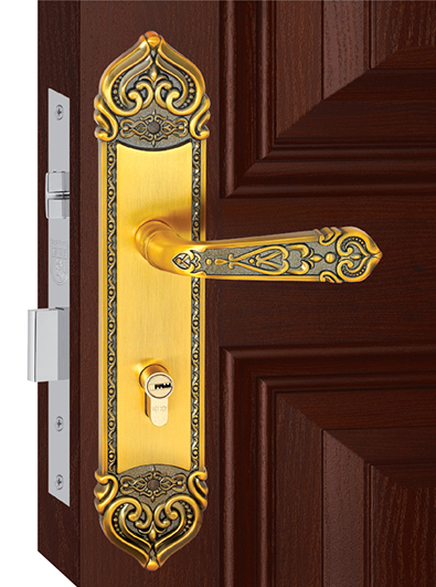 Khóa Việt Tiệp tay gạt 04941 - Cửa chính màu vàng gỗ sang trọng- BH 3 năm
