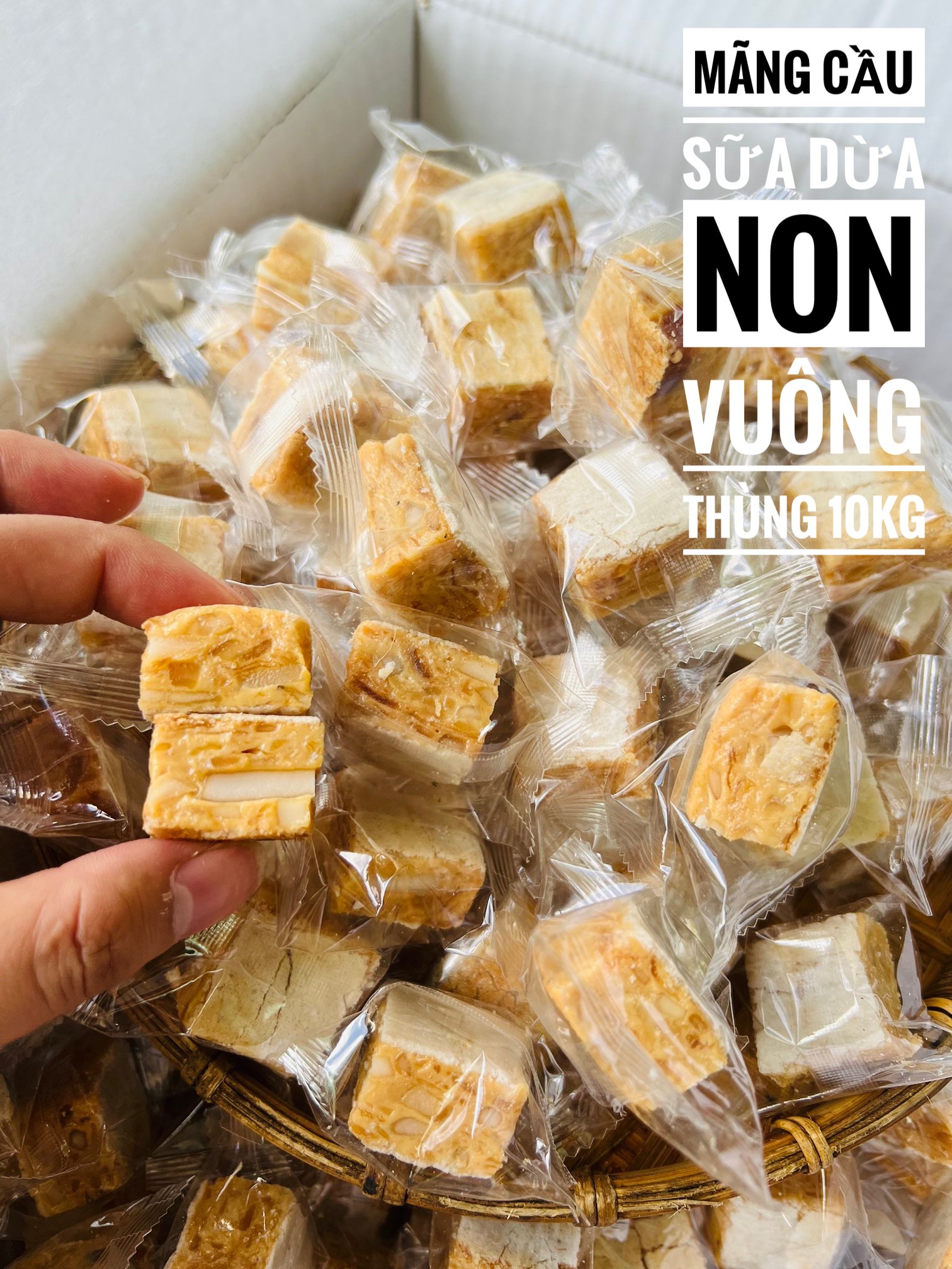 Kẹo mãng cầu sữa dừa non vuông