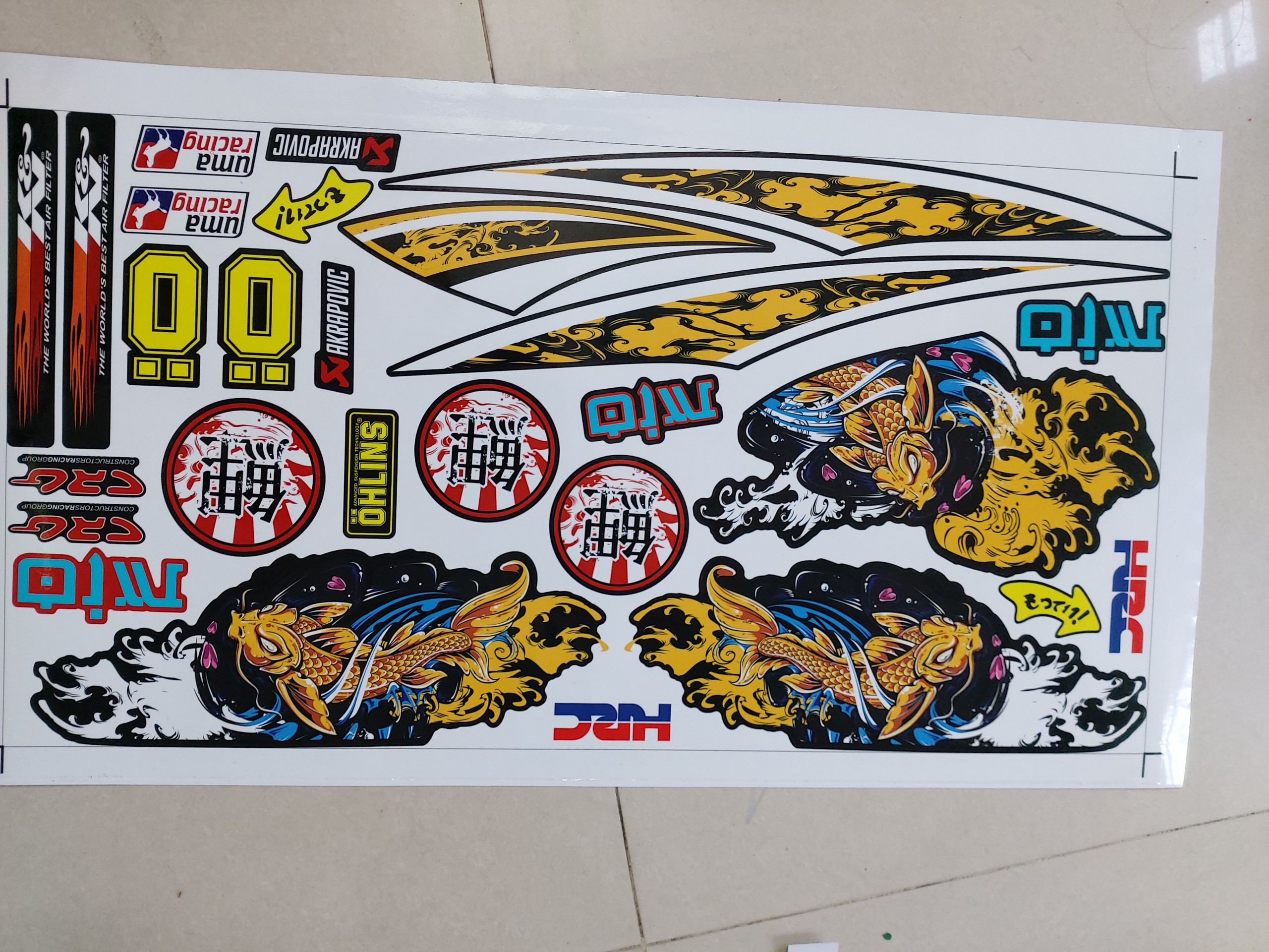 [HCM]Tem xe mio yamaha cá chép dán xe đen