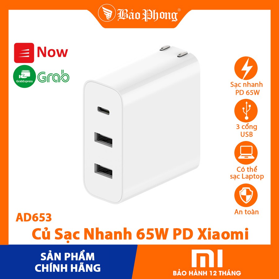 Củ Sạc nhanh PD Xiaomi Usb Charger 65W (2A1C)