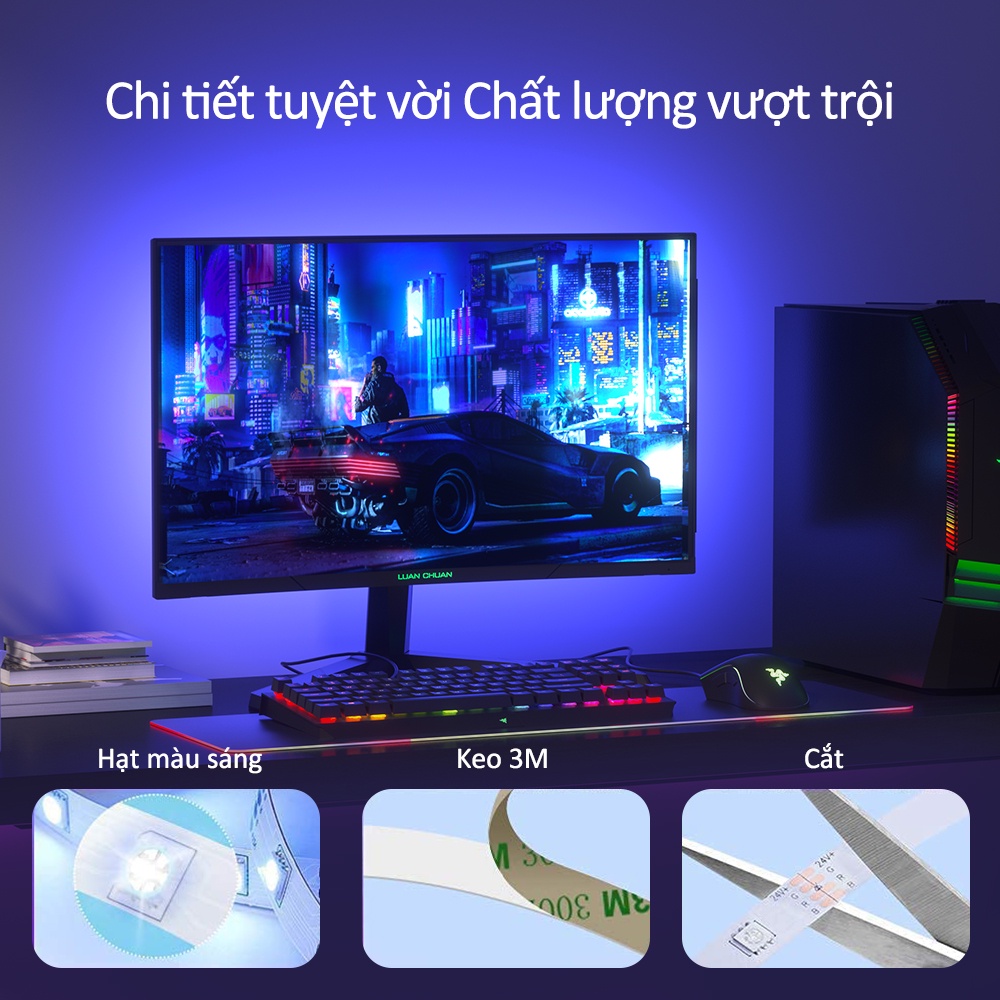Dải đèn Led ánh Sáng RGB 5/10/15/ 20/30/40M, đèn led nháy theo nhạc, Với điều Khiển ứng Dụng Từ Xa, Cho đèn Led Phòng Ngủ Dải đèn Led Dải đèn Trang Trí, đèn ngủ decor phòng