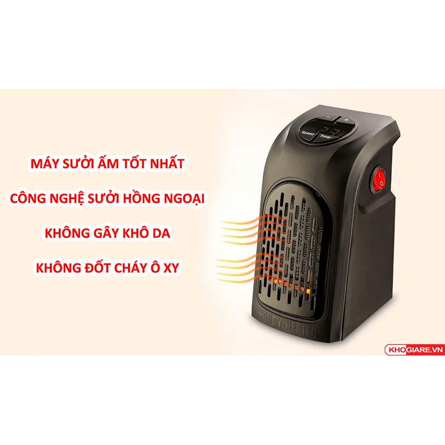 Quạt sưởi - máy sưởi mini cầm tay Handy Heater 400w làm ấm không khí, chức  năng hẹn giờ - Đèn sưởi mini cầm tay dùng nguồn điện trực tiếp, chống giật