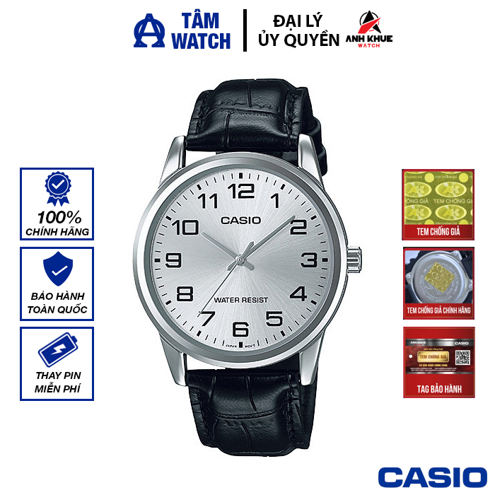Đồng hồ nam dây da Casio Standard chính hãng Anh Khuê MTP-V001L-7BUDF (38mm)