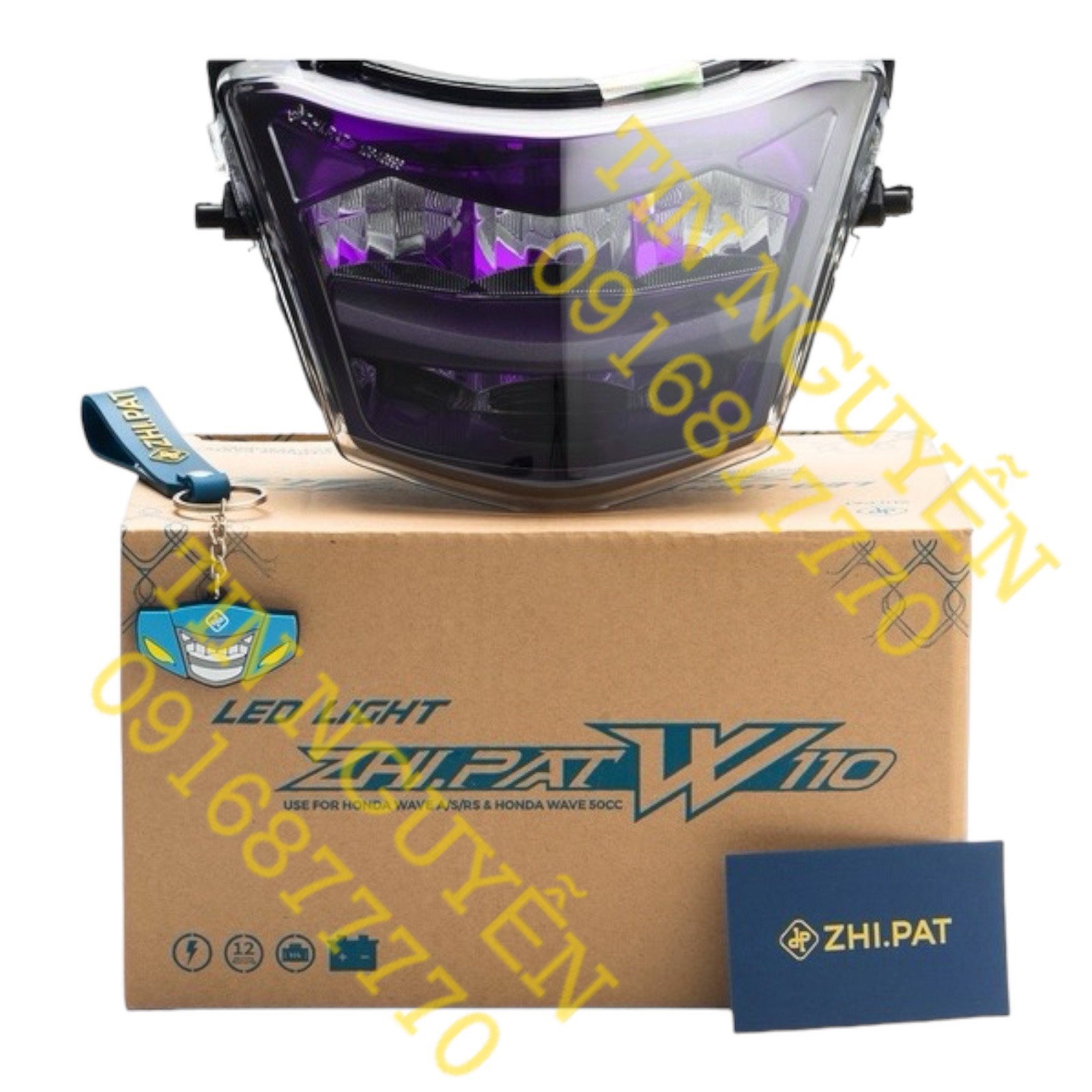 Đèn pha led 2 tầng zhipat chính hãng màu đen cho wave alpha, wave s, wave rs, future x, wave a 2020