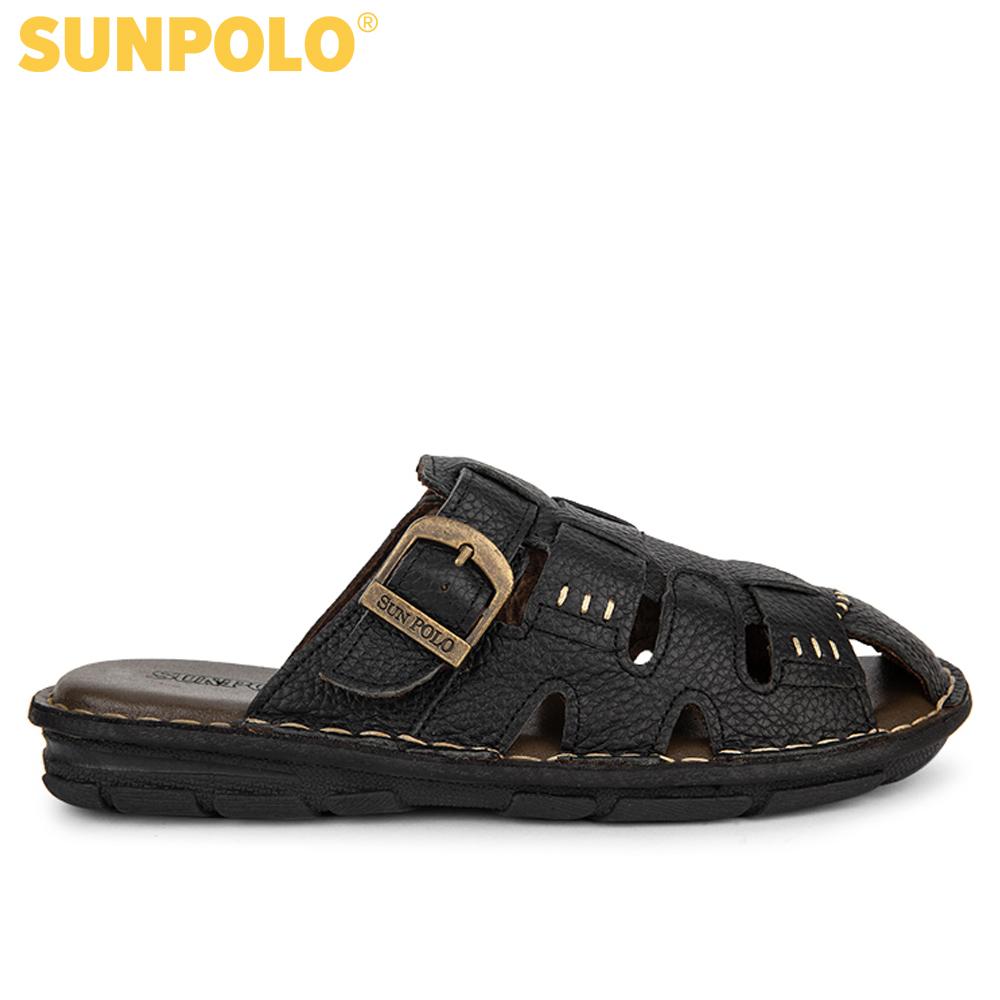 Dép Nam Bít Mũi Da Bò SUNPOLO ABI011 (Đen, Nâu)