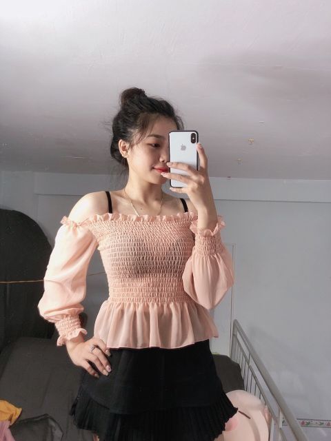 áo kiểu voan mỏng bo tay dễ thương