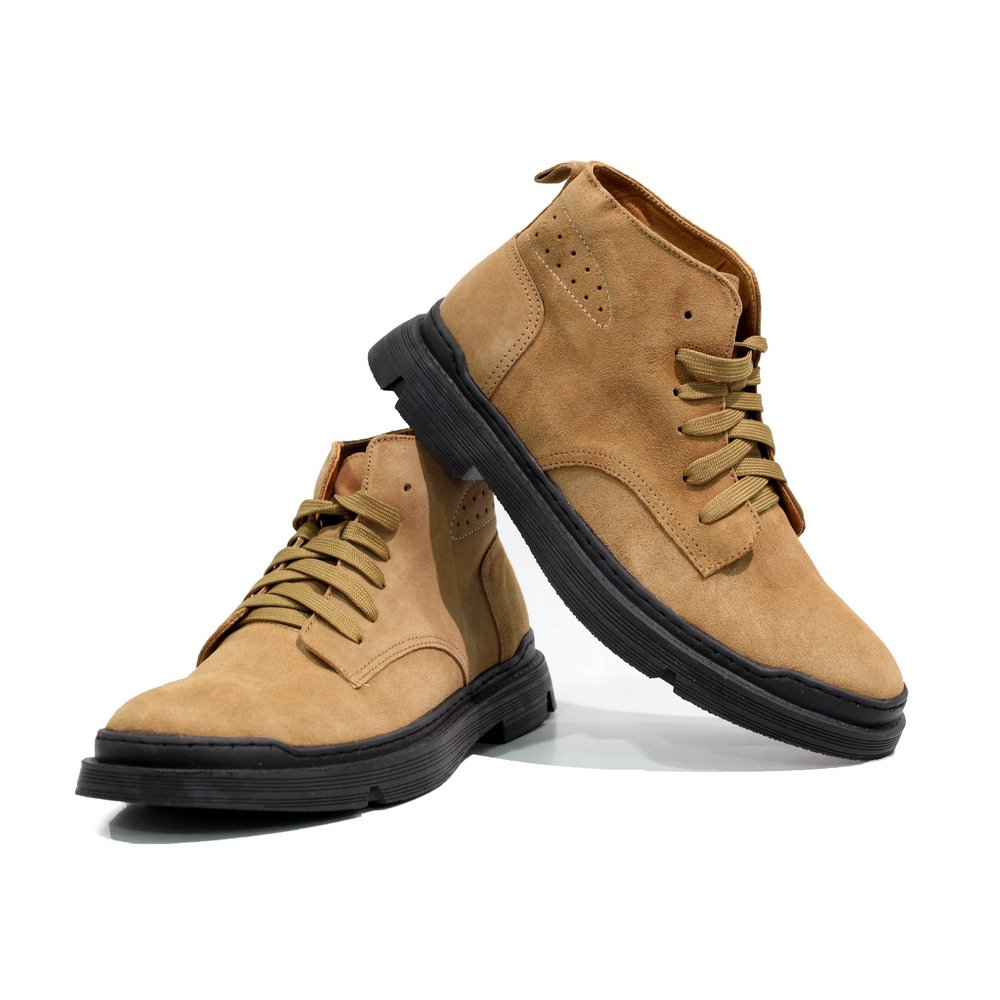 Giày boots da lộn INICHI G1125 cổ lửng có may đế