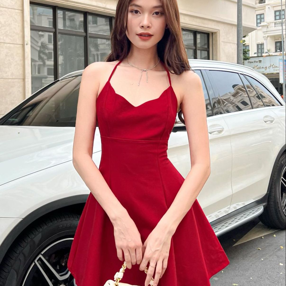 Đầm centosa - đầm 2 dây kèm tay bồng