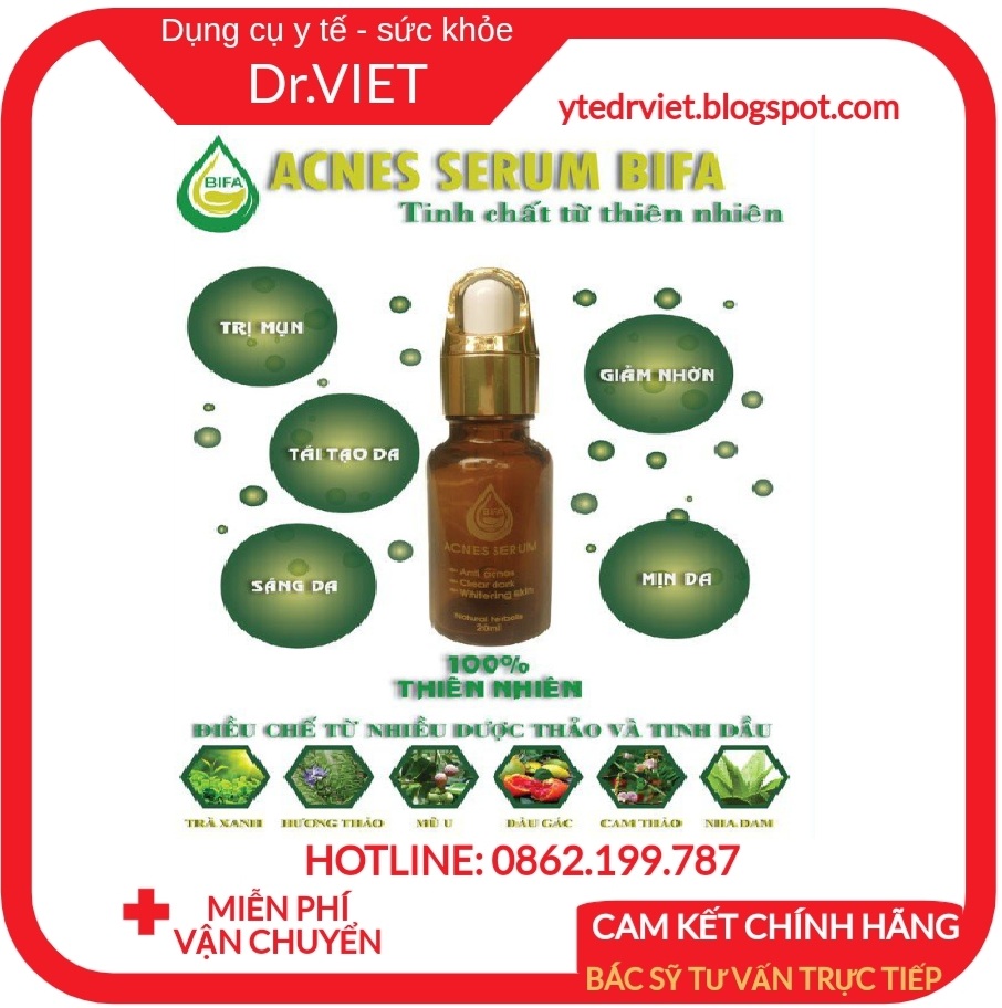 Acnes serum mụn 20ml bifa tác dụng kháng khuẩn, chống viêm, giảm sưng tấy, làm mờ các vết thâm và làm liền sẹo rỗ