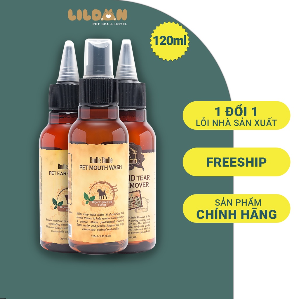 [Chính hãng] Budle'Budle (120ml) Dung Dịch Vệ Sinh Tai Mắt Răng Miệng Cho Chó